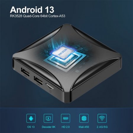 X88 Mini 13 8k HD Android 13.0 smart tv box RK3528 Quad-Core 2.4G/5G dual band Wifi BT5.0 Media Player box