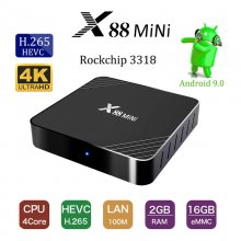 X88 Mini Smart TV Box Android 9.0 RK3318 Quad Core 4K Set top Box 2GB 16GB USB 3.0 2.4G Wifi 100M X88mini H.265 Android Tv box