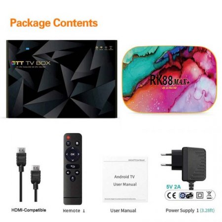 RK88 MAX + Smart Tv Box Android 11 4GB 64GB 128GB RK3318 Dual Wifi Android 11 TV Box 2021 4K 1080P RK88MAX+ Android TV Set top Box