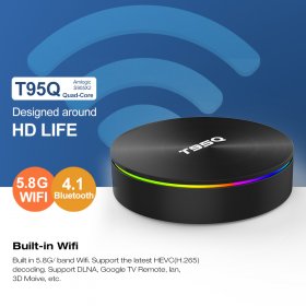 T95Q 4K Smart TV Box Android 9.0 Amlogic S905X2 Quad Core 4G 32G 64G Support 2.4G&5Ghz Wifi BT 4.1 H.265 Media Player Android TV Set Top Box